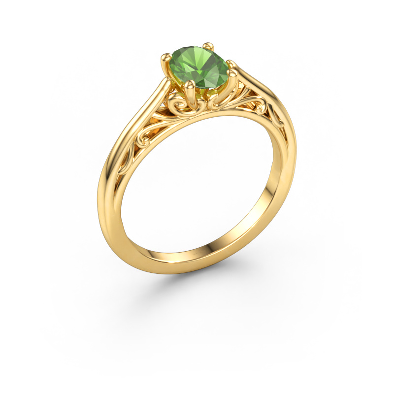 Bild von Verlobungsring Shannon ovl 585 Gold Turmalin grün 7x5 mm
