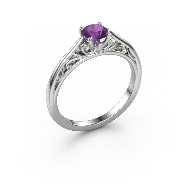 Image of Engagement ring Shannon rnd 950 platinum Amethyst 5 mm
