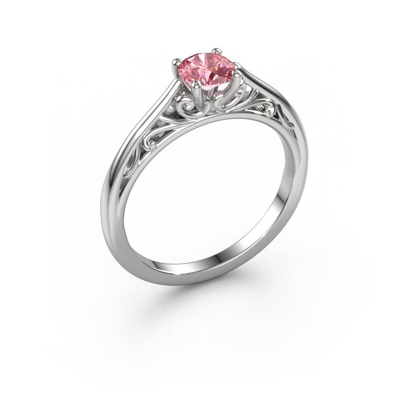 Image of Engagement ring Shannon rnd 950 platinum Pink lab grown diamond 5 mm