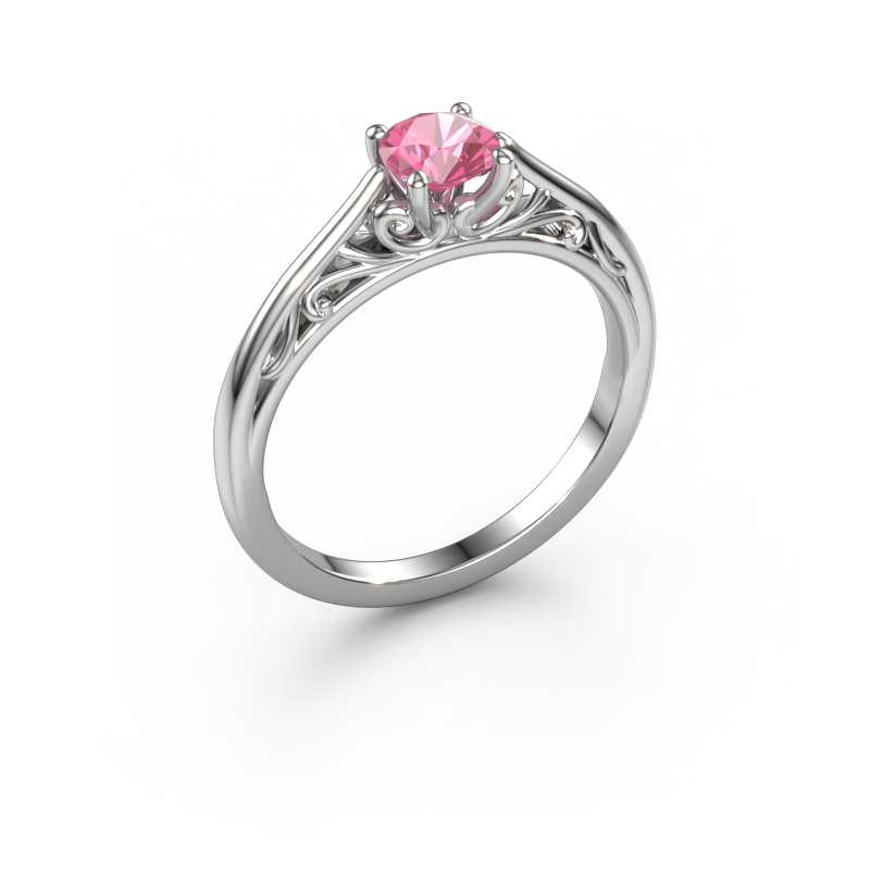 Image of Engagement ring Shannon rnd 585 white gold Pink sapphire 5 mm