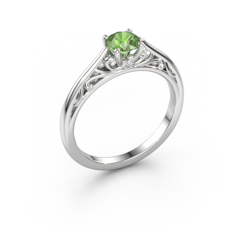 Immagine di Anello di fidanzamento Shannon rnd 585 oro bianco Tormalina verde 5 mm