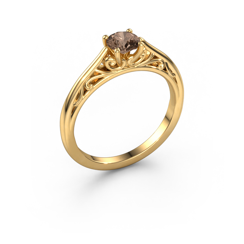 Image of Engagement ring Shannon rnd 585 gold Brown diamond 0.50 crt