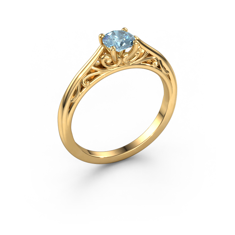 Image of Engagement ring Shannon rnd 585 gold Blue lab grown diamond 5 mm
