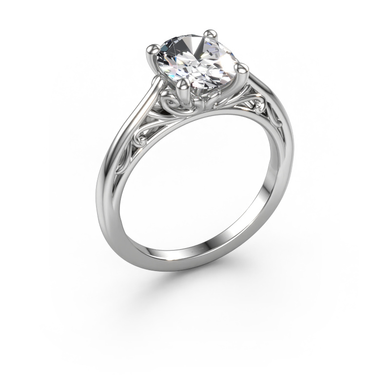 Image de Bague de fiançailles Shannon ovl 585 or blanc Diamant synthétique 1.80 crt