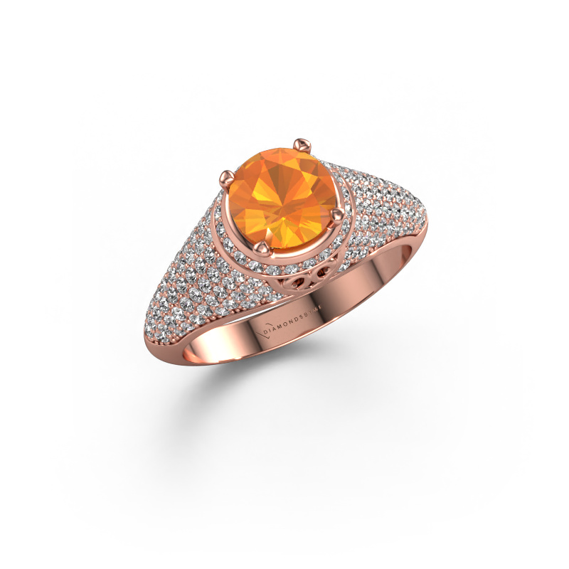 Image de Bague sharee 585 or rose Citrine 6.5 mm