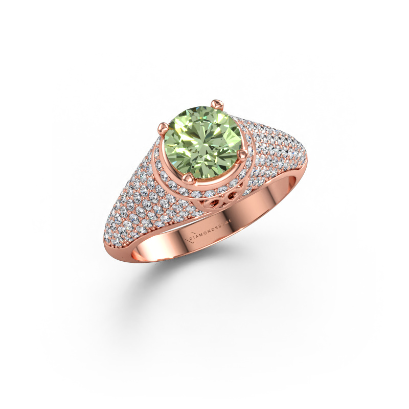 Immagine di Anello sharee 585 oro rosa Diamante lab grown verde 6.5 mm