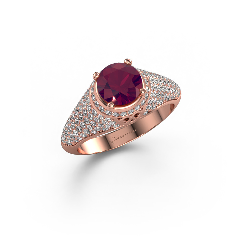 Image de Bague sharee 585 or rose Rhodolite 6.5 mm