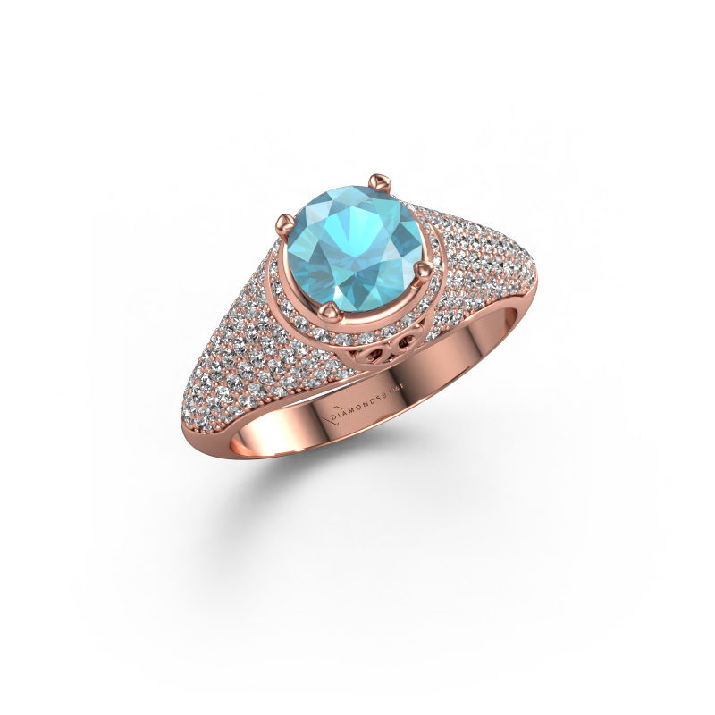 Image of Ring sharee 585 rose gold Blue topaz 6.5 mm