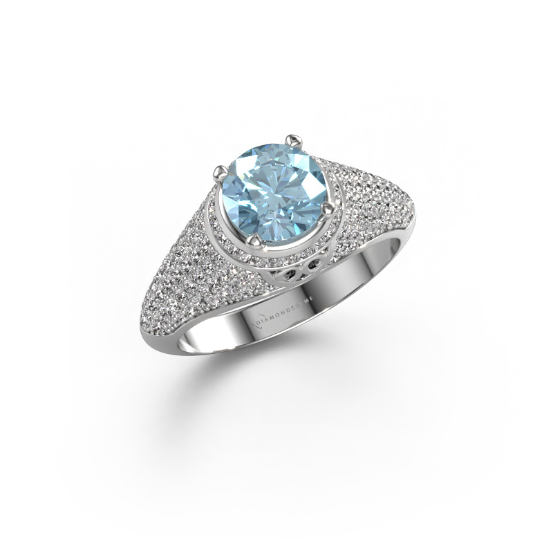 Image of Ring sharee 950 platinum Blue lab grown diamond 6.5 mm