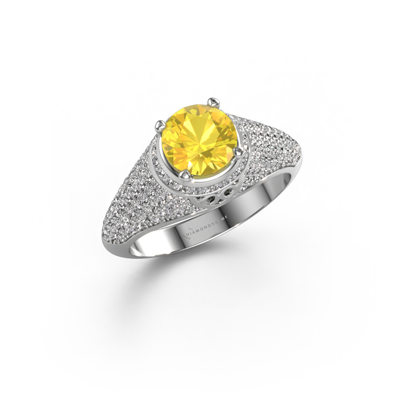 Image of Ring sharee 585 white gold Yellow sapphire 6.5 mm