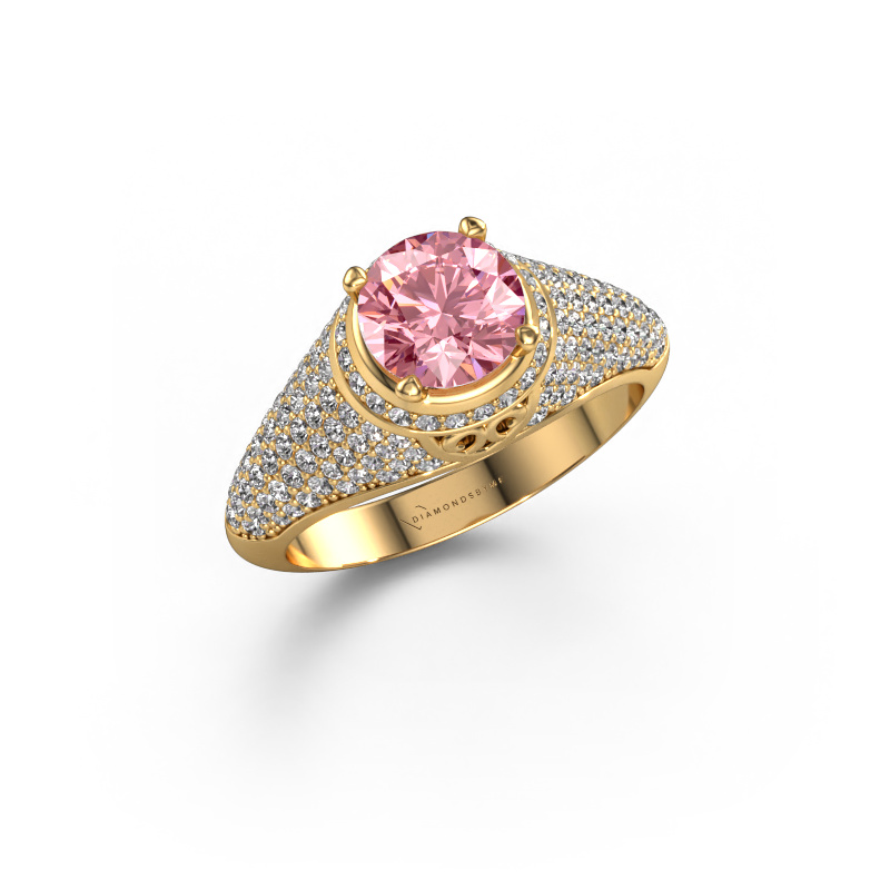 Image of Ring sharee 585 gold Pink lab grown diamond 6.5 mm
