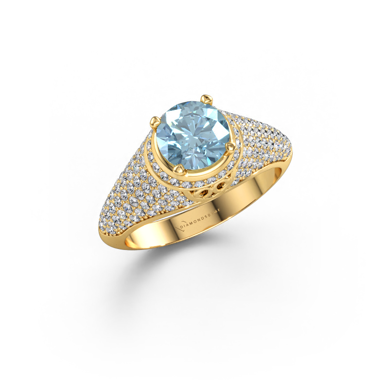 Immagine di Anello sharee 585 oro Diamante lab grown blu 6.5 mm