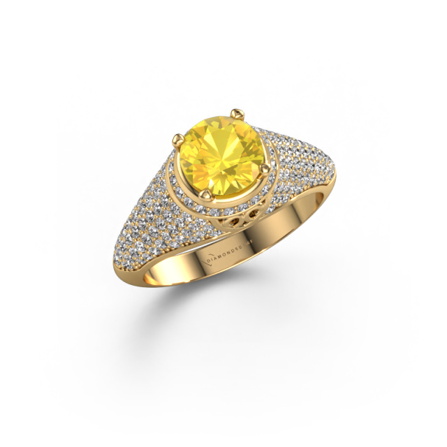 Afbeelding van Ring sharee 585 goud Gele saffier 6.5 mm