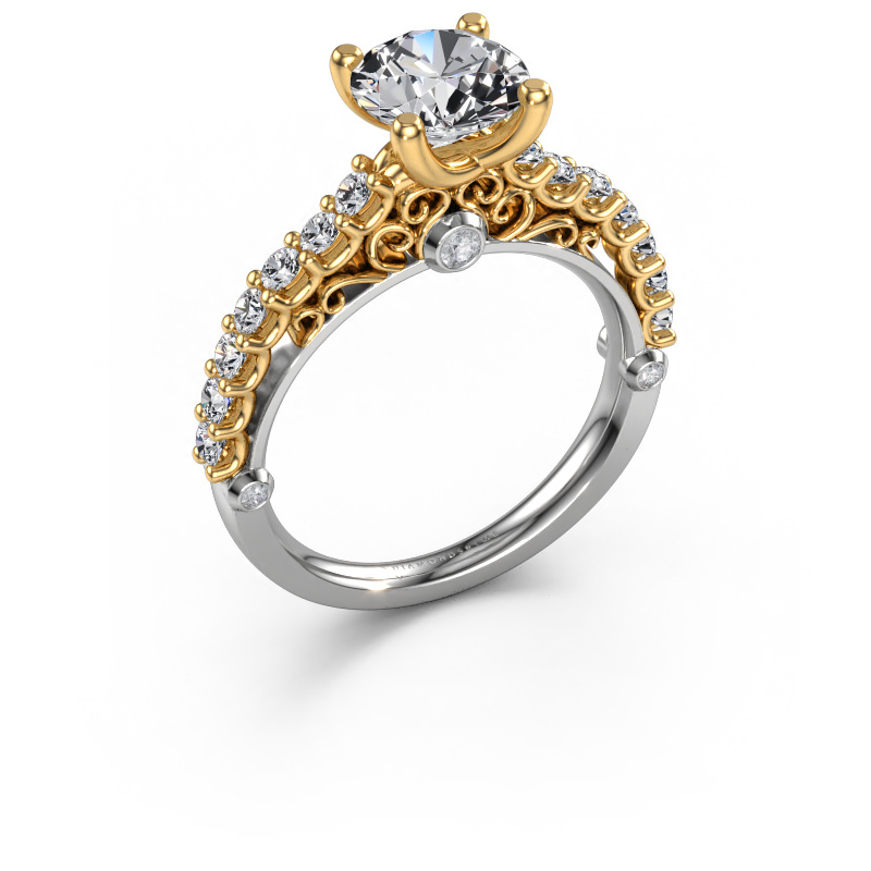 Image de Bague de fiançailles Shaunda 585 or blanc Diamant synthétique 2.00 crt