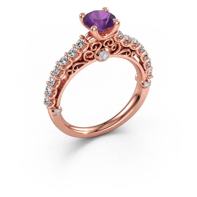 Immagine di Anello di fidanzamento Shaunda 585 oro rosa Ametista 6 mm