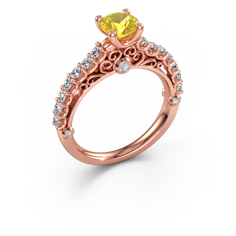 Bild av Förlovningsring Shaunda 585 roséguld Gul safir 6 mm
