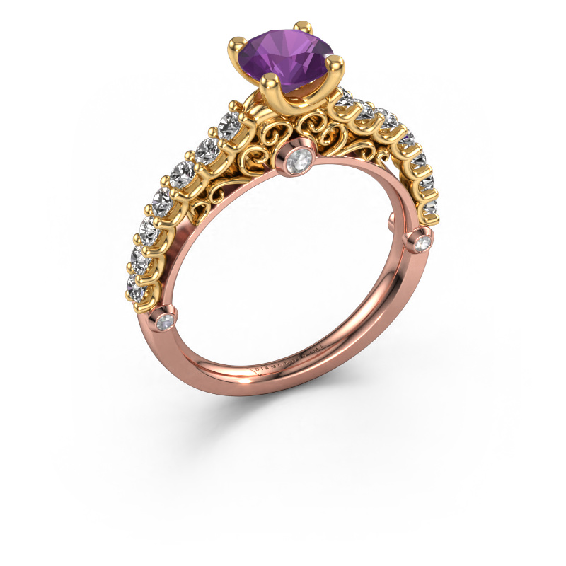 Bild von Verlobungsring Shaunda 585 Roségold Amethyst 6 mm