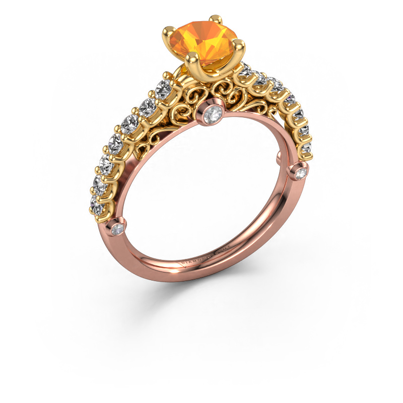 Image of Engagement ring Shaunda 585 rose gold Citrin 6 mm