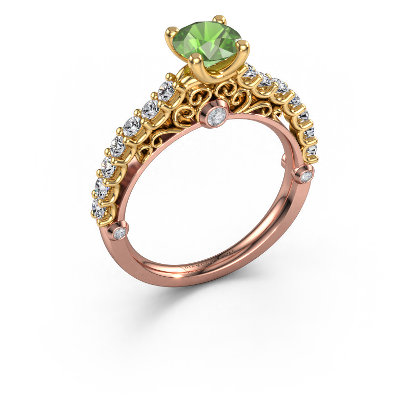 Image of Engagement ring Shaunda 585 rose gold Tourmaline green 6 mm