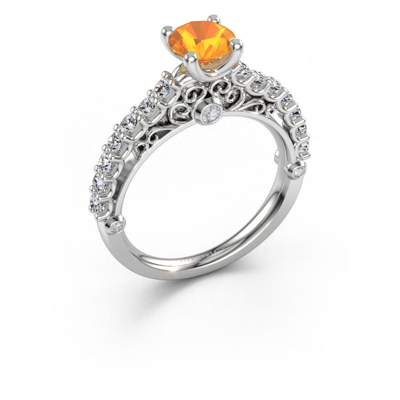 Image de Bague de fiançailles Shaunda 585 or blanc Citrine 6 mm