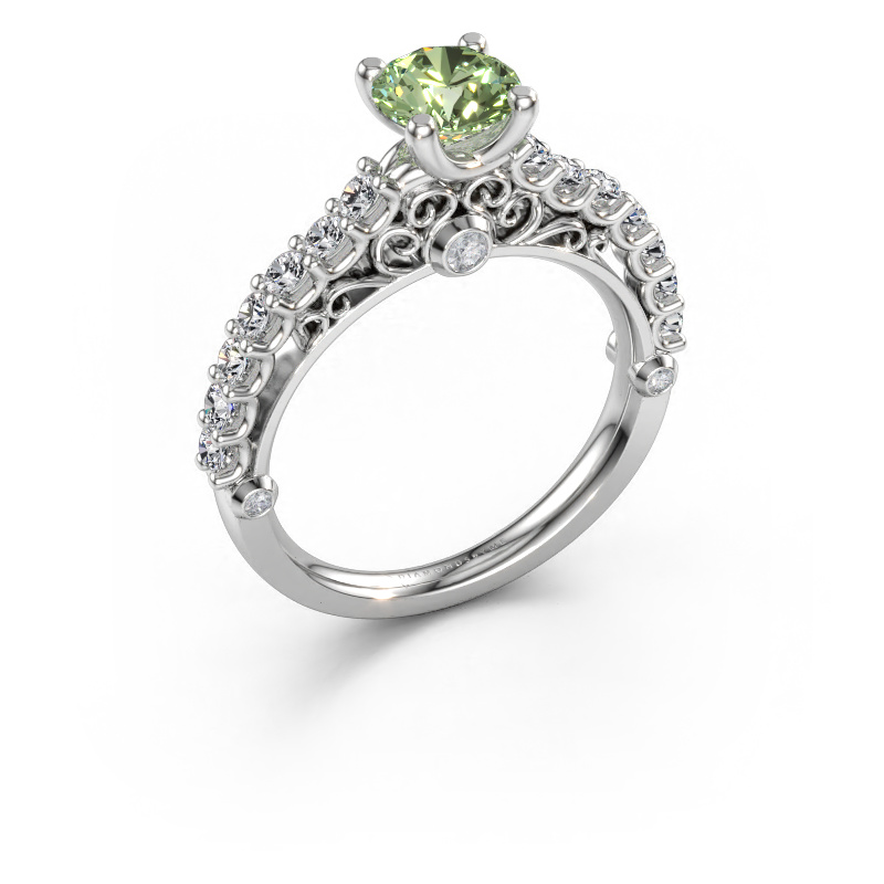 Immagine di Anello di fidanzamento Shaunda 585 oro bianco Diamante lab grown verde 6 mm