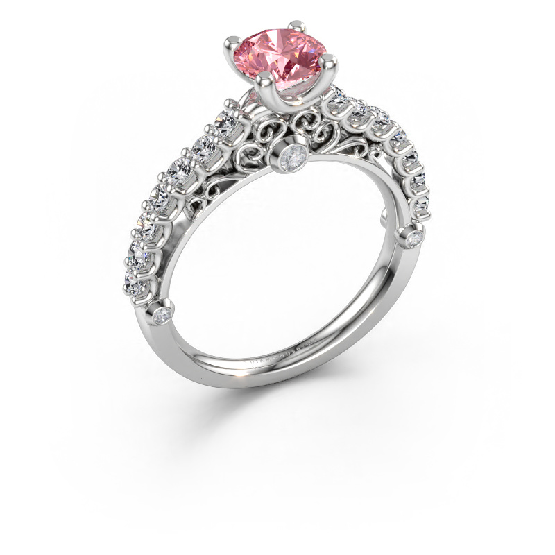 Immagine di Anello di fidanzamento Shaunda 585 oro bianco Diamante lab grown rosa 6 mm