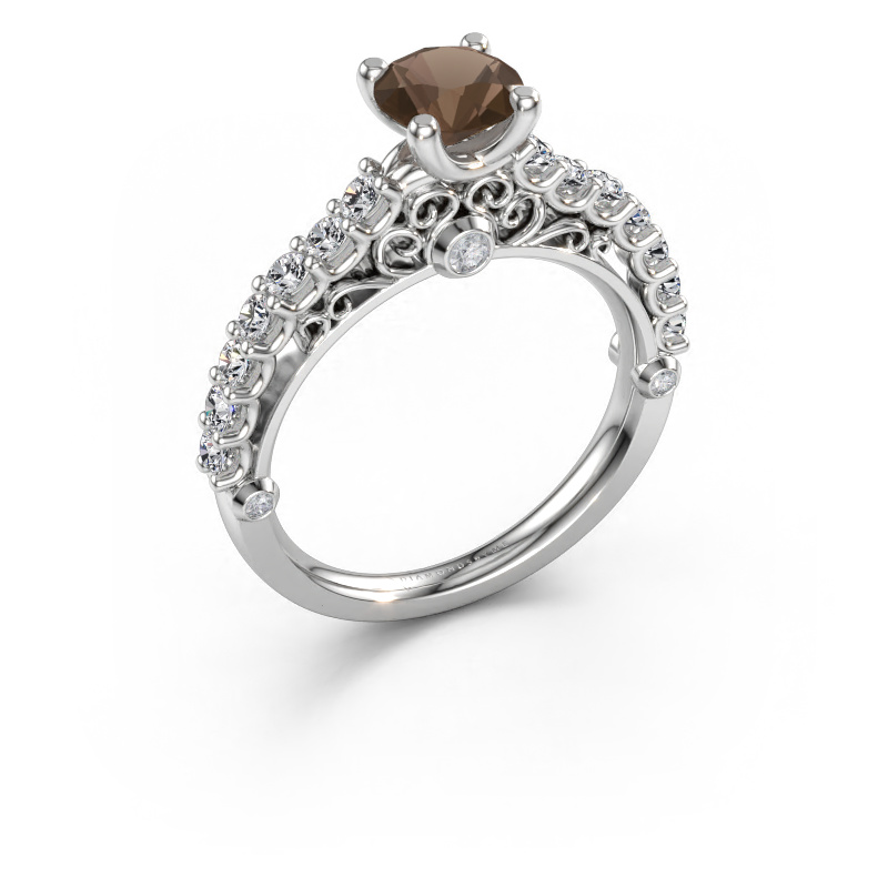 Immagine di Anello di fidanzamento Shaunda 585 oro bianco Quarzo fumé 6 mm