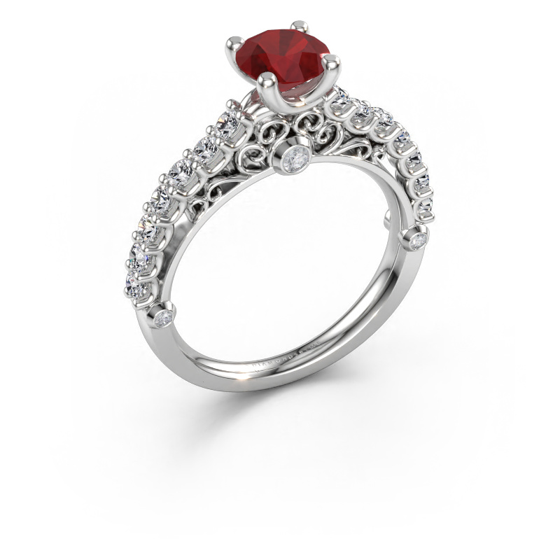 Immagine di Anello di fidanzamento Shaunda 585 oro bianco Rubino 6 mm