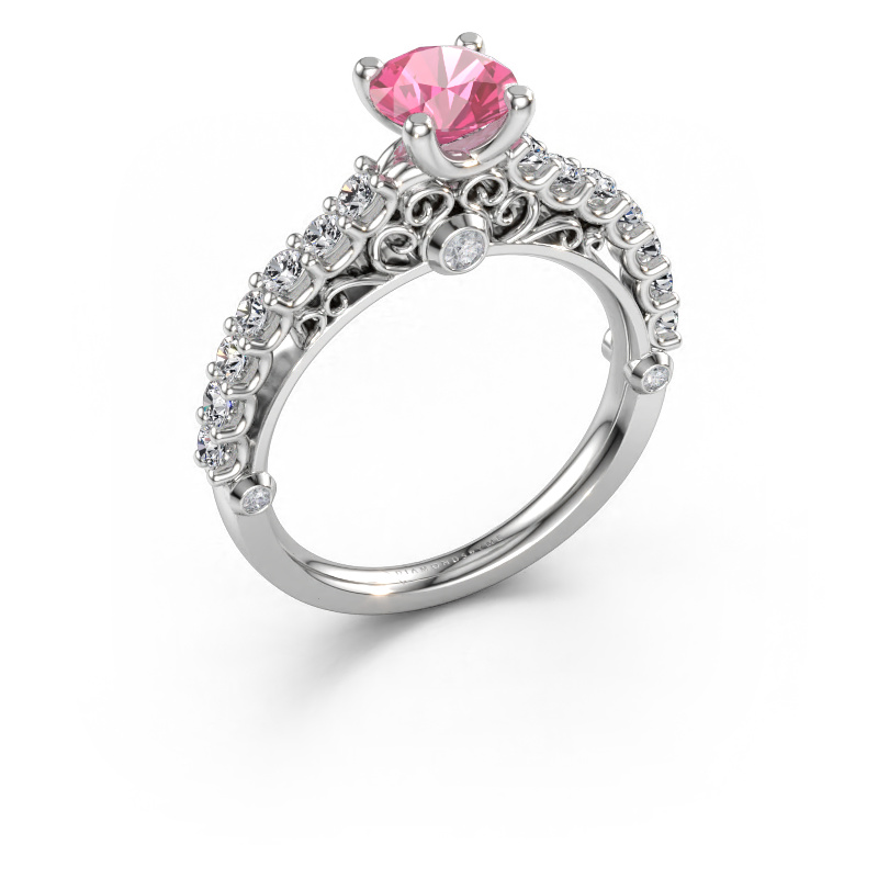 Bild av Förlovningsring Shaunda 585 vitt guld Rosa safir 6 mm