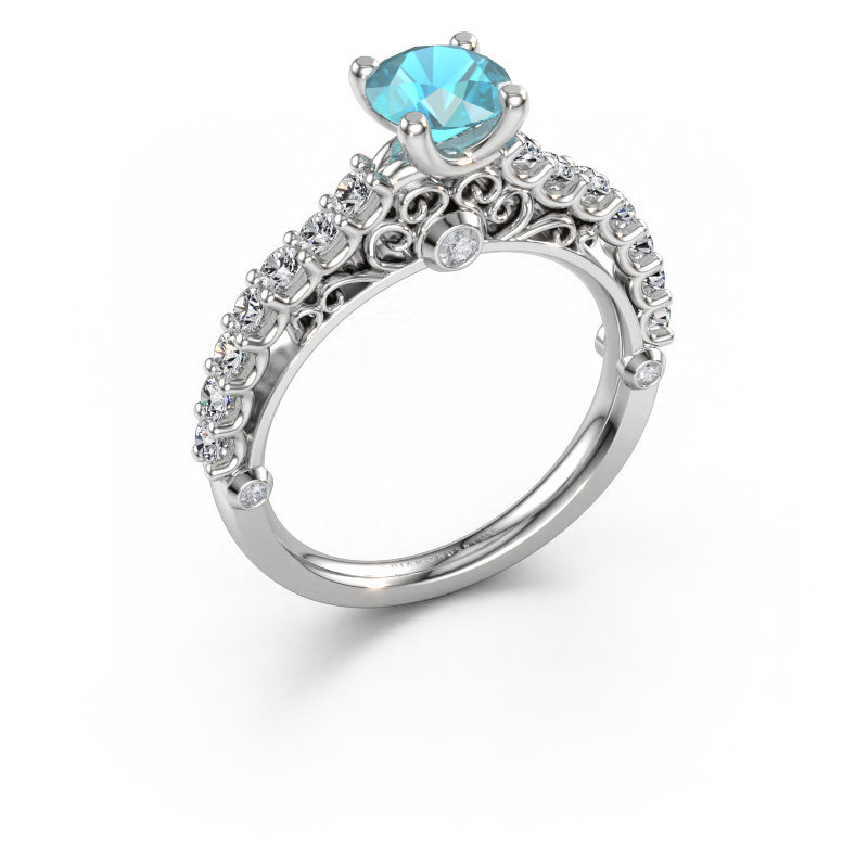 Immagine di Anello di fidanzamento Shaunda 585 oro bianco Topazio blu 6 mm