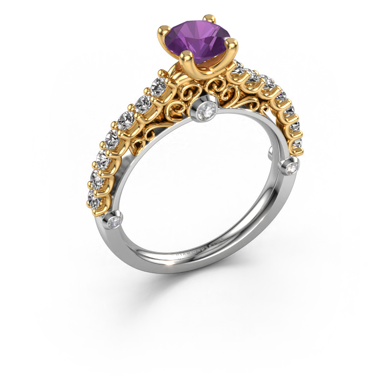 Image of Engagement ring Shaunda 585 white gold Amethyst 6 mm