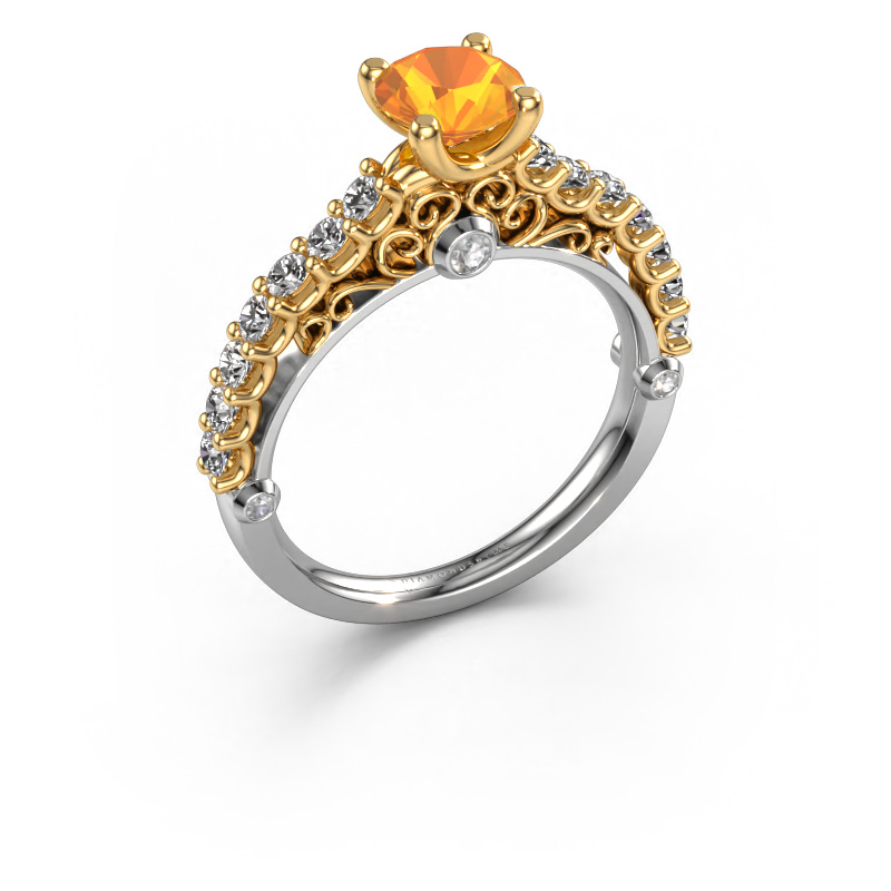 Image de Bague de fiançailles Shaunda 585 or blanc Citrine 6 mm