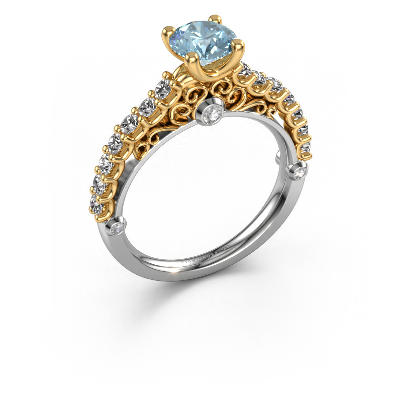 Image of Engagement ring Shaunda 585 white gold Blue lab grown diamond 6 mm