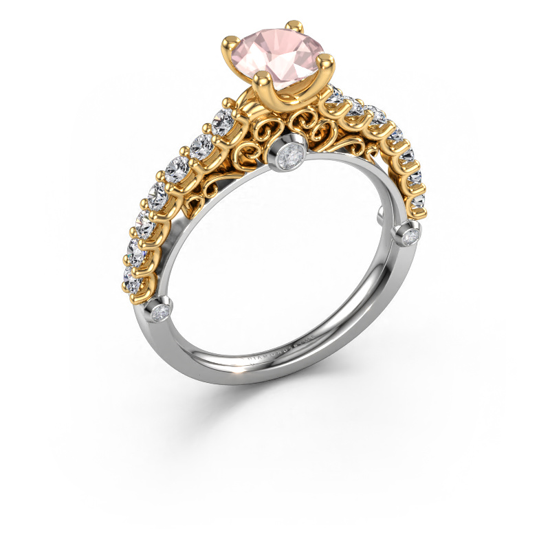 Bild von Verlobungsring Shaunda 585 Weißgold Morganit Champagner 6 mm