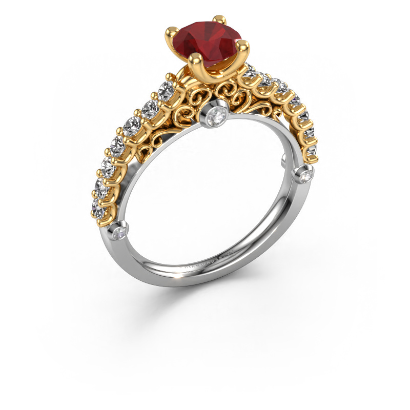Image of Engagement ring Shaunda 585 white gold Ruby 6 mm