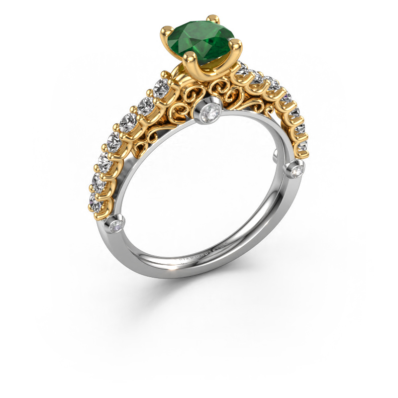 Image of Engagement ring Shaunda 585 white gold Emerald 6 mm