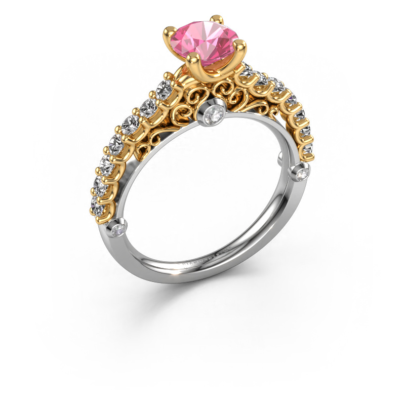 Bild von Verlobungsring Shaunda 585 Weißgold Pink Saphir 6 mm