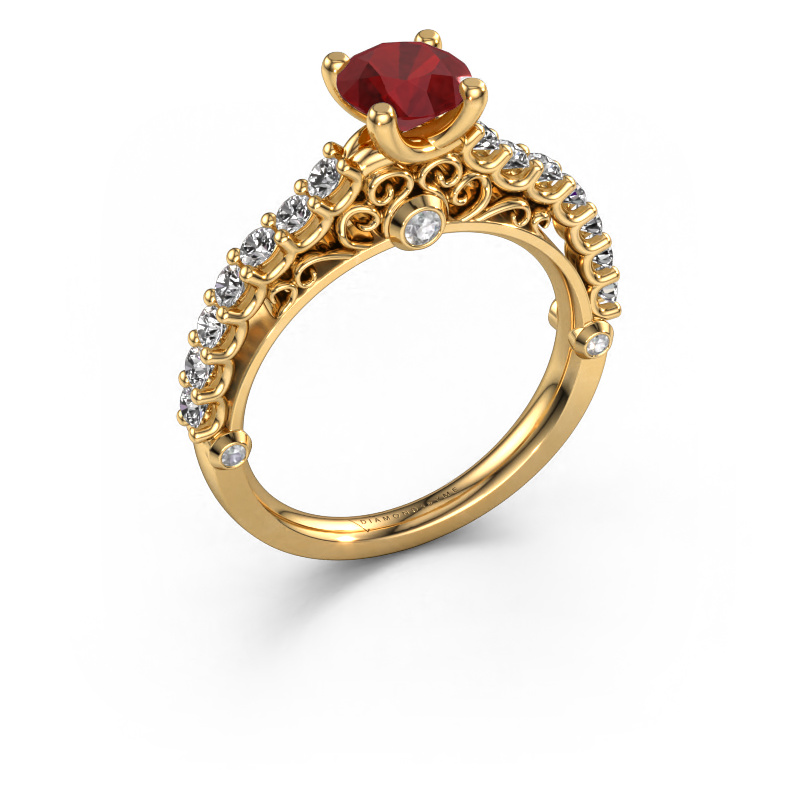Image of Engagement ring Shaunda 585 gold Ruby 6 mm