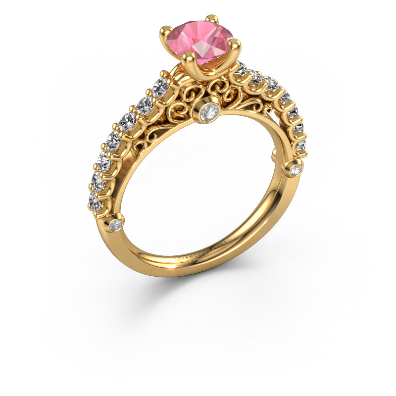 Image de Bague de fiançailles Shaunda 585 or jaune Rose tourmaline 6 mm