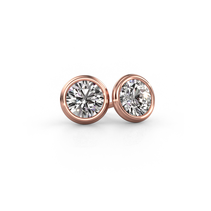 Image of Stud earrings Shemika 585 rose gold Diamond 2.00 crt