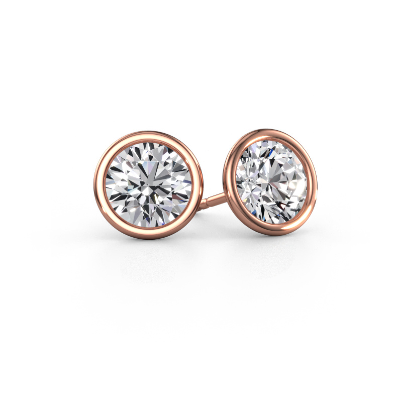 Image of Stud earrings Shemika 585 rose gold Diamond 4.00 crt