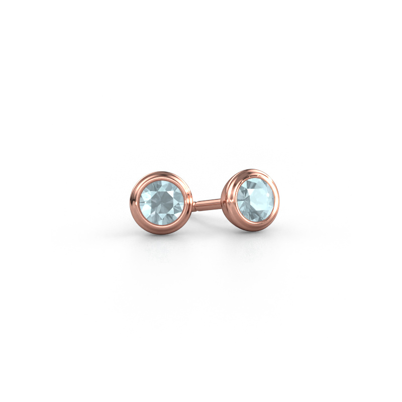 Image of Stud earrings Shemika 585 rose gold Aquamarine 4 mm