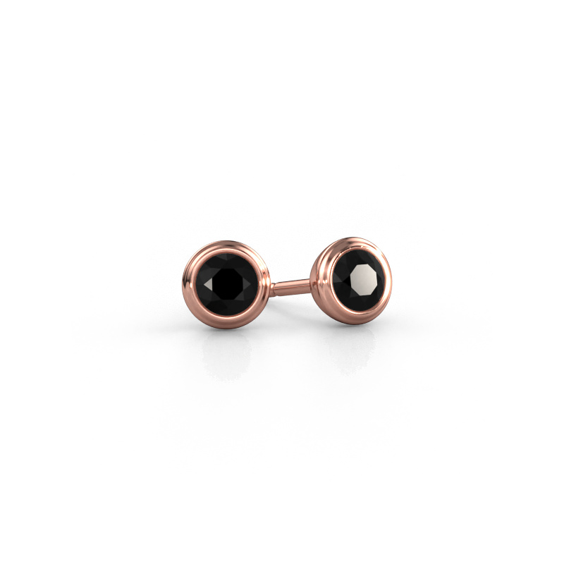 Image of Stud earrings Shemika 585 rose gold Black diamond 0.60 crt