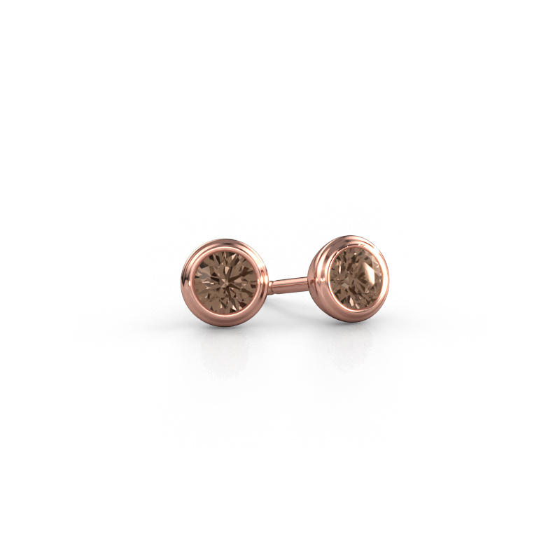 Image of Stud earrings Shemika 585 rose gold Brown diamond 0.50 crt