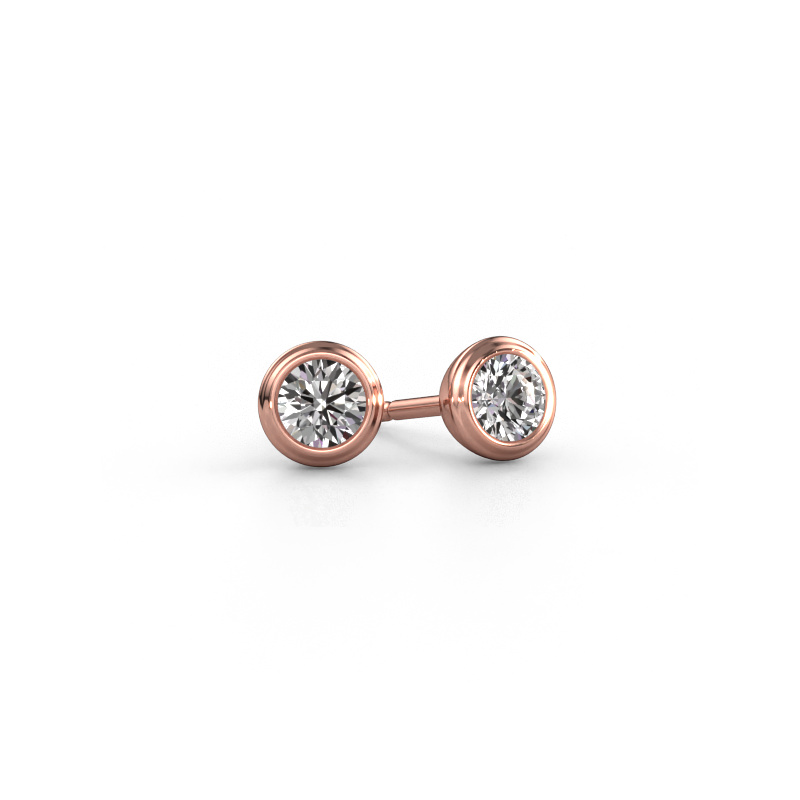 Image of Stud earrings Shemika 585 rose gold Zirconia 4 mm