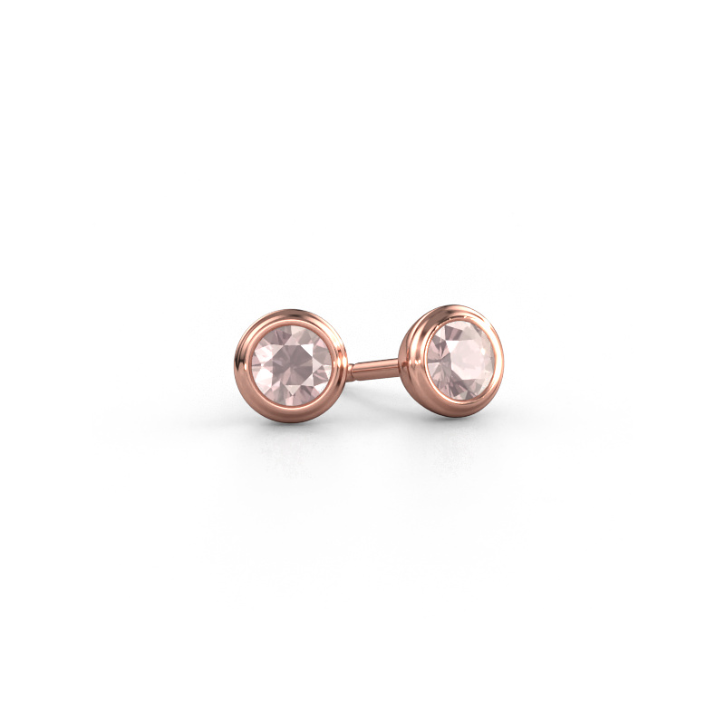 Image of Stud earrings Shemika 585 rose gold Morganite champagne 4 mm