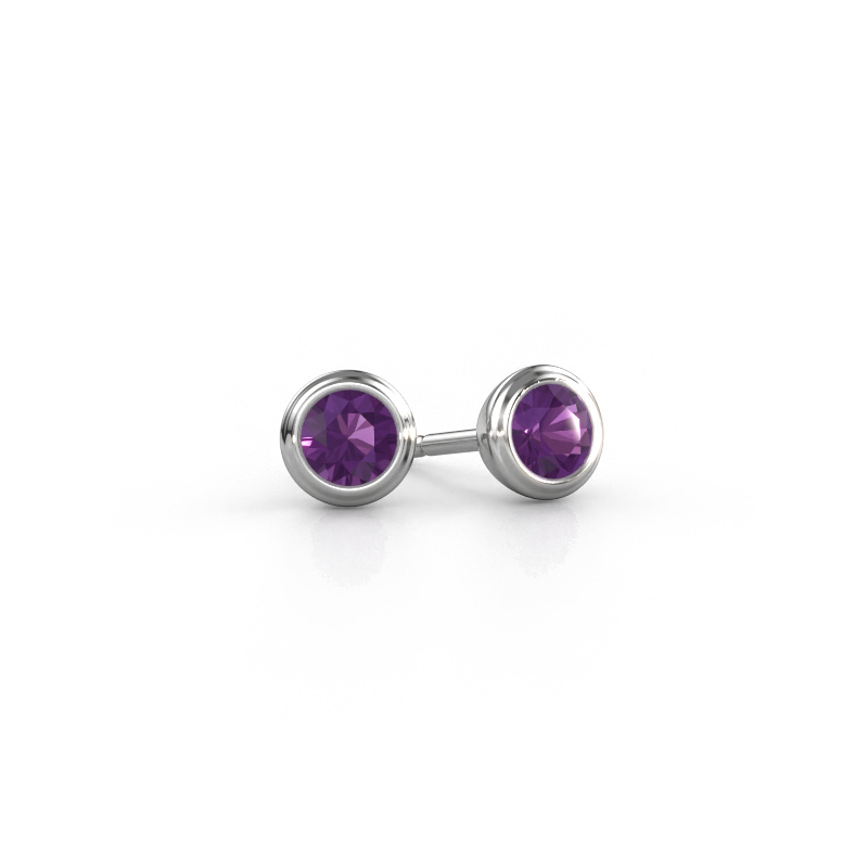 Image of Stud earrings Shemika 950 platinum Amethyst 4 mm