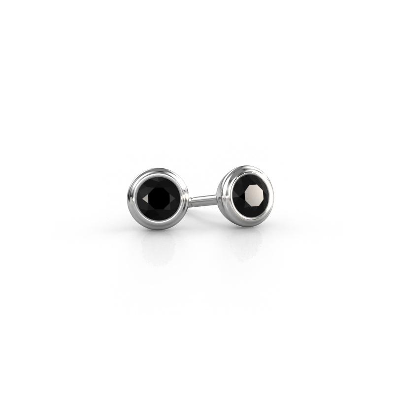 Image de Clous d'oreilles Shemika 950 platine Diamant noir 0.60 crt