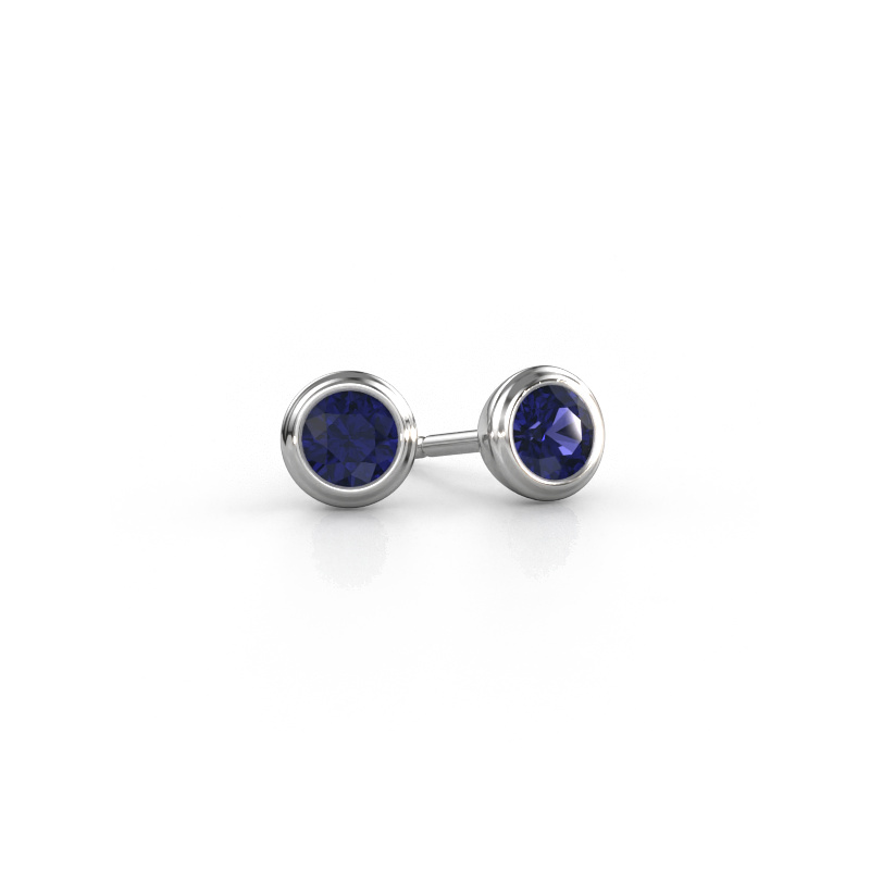 Image of Stud earrings Shemika 585 white gold Sapphire 4 mm