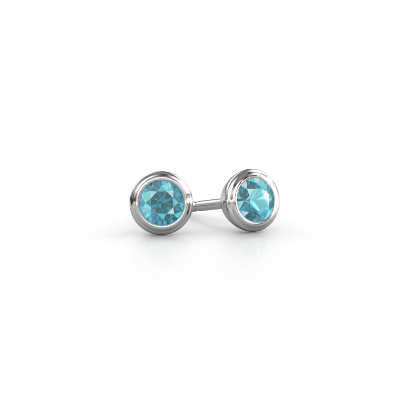 Image of Stud earrings Shemika 585 white gold Blue topaz 4 mm